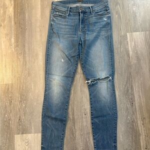 MOTHER The Charmer Blue Denim Distressed Jeans
